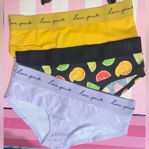 3 Victoria’s Secret Pink Panties bundle pink cotton panties pink hipster fruit